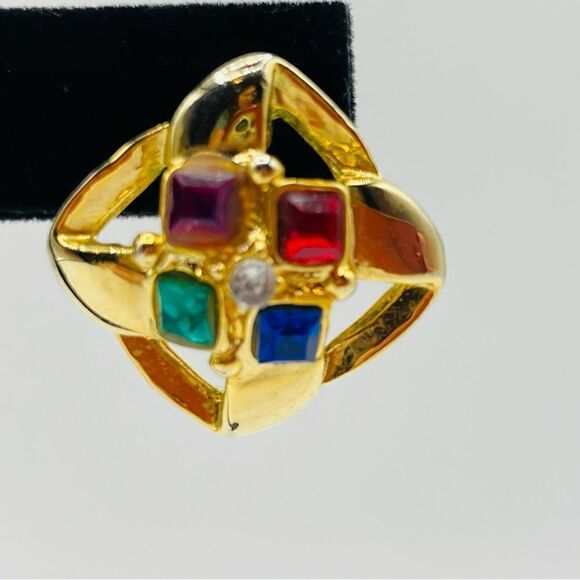 Vintage Gold Jewel Tone Earrings - Picture 2 of 3